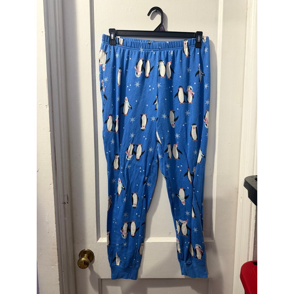 Secret Treasures Women Blue Penguin Snowflake Lounge Joggers Pajama Pants Medium